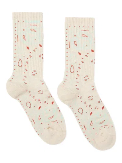 Alanui Bandana Print And Ribbed Socks In Neutral