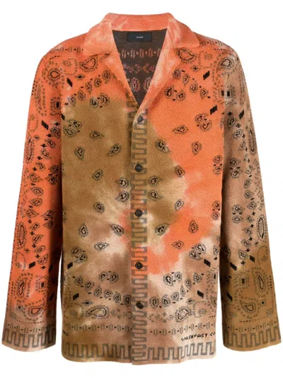 Alanui Bandana-print Cotton Shirt In Orange