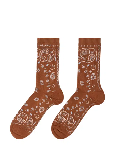 Alanui Bandana Print Socks In Brown