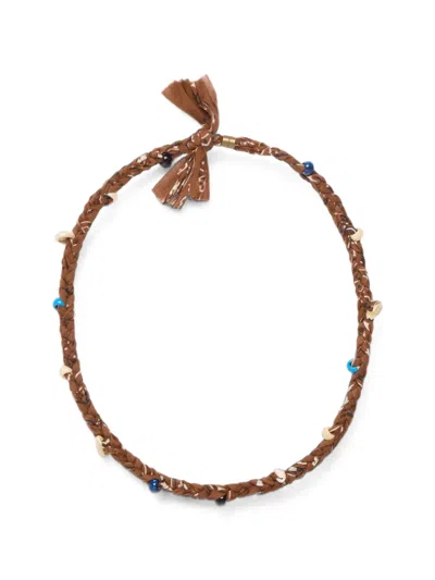 Alanui Bandana Seashell-embellished Necklace In Brown