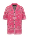 Alanui Knit Bandana Print Short Sleeve Top In Stella Pink