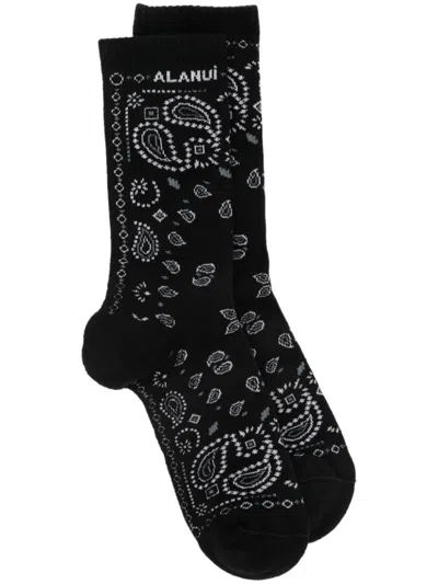 Alanui Bandana-intarsia Socks In Black