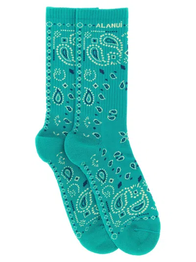 Alanui Bandana Ribbed Socks In Green