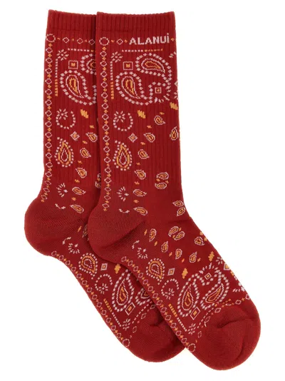 Alanui Bandana Socks Red