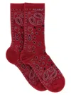 Alanui Paisley Print Ribbed Cuff Socks In Red
