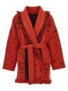 Alanui Bandana Jacquard Fringed Belted Cardigan
