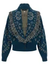 Alanui Thistle Fringe Patterned Bomber Knitwear In Multi