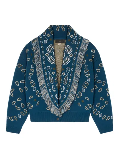 Alanui Bandana Wool And Cashmere Cardi-bomber In Blue