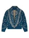 Alanui Bandana Wool And Cashmere Cardi-bomber In Blue