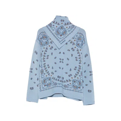 Alanui Bandana-jacquard Sweater In Blue