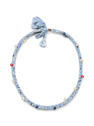 Alanui Beaded Bandana Necklace In Blue