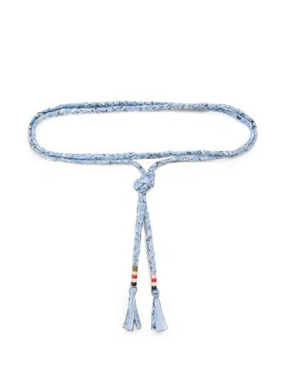 Alanui Bead-embellished Bandana-print Belt In Blue
