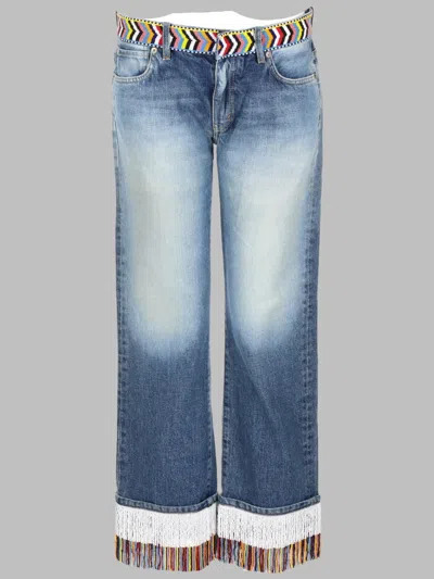 Alanui Bead-embellished Cotton Jeans In Blue