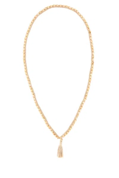 ALANUI BEIGE EMBELLISHED CROCHET NECKLACE