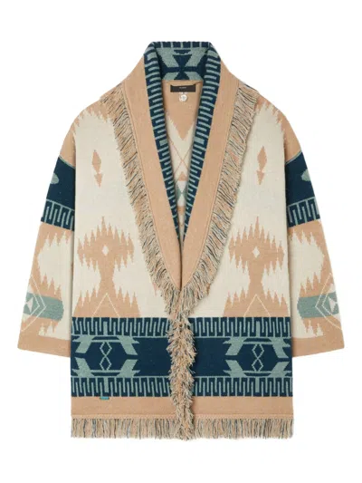Alanui Beige Icon Jacquard Cashmere Cardigan
