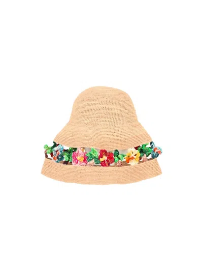 ALANUI WOMEN BEIGE MULTICOLOR EMBELLISHED BUCKET HAT