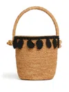 Alanui Paisley Appliqué Raffia Bucket Bag In Beige