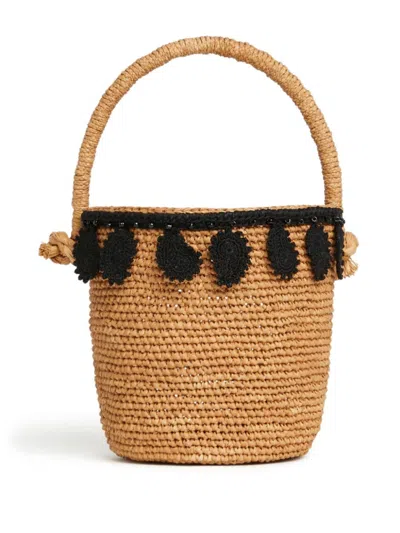 ALANUI BEIGE RAFFIA BUCKET BAG