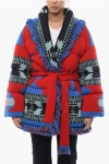 Alanui Icon Belted Fringed Quilted Wool-jacquard Down Jacket