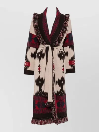 Alanui Belted Cardigan Warm Shawl Lapel Design In Multi