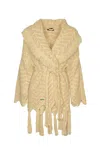 ALANUI BELTED WAIST FRINGED EDGE CARDIGAN