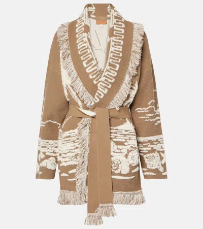 Alanui Beyond The Horizons Silk-blend Cardigan In Beige