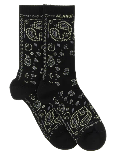 Alanui Black Cotton Socks Clothing