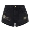Alanui Denim Shorts With Distressed Trimmings And Embroidered Detailing