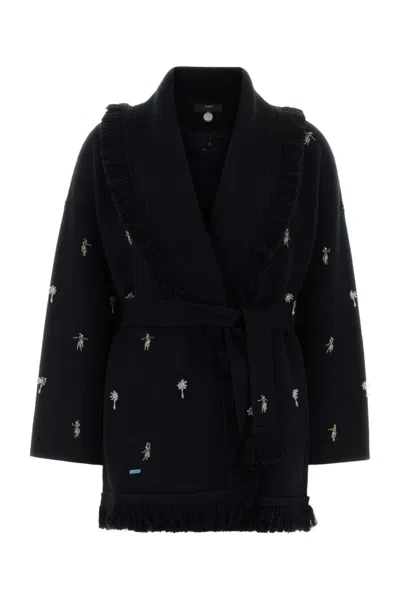 Alanui Black Embroidered Shawl Neck Cardigan