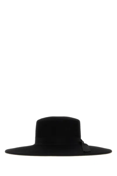 Alanui Black Fedora Hat In Orange