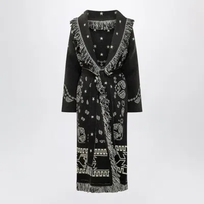 Alanui Black Long Bandana Jacquard Cardigan
