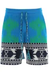 Alanui Piquet Cotton Icon Shorts With Geometric Motif In Multicolor
