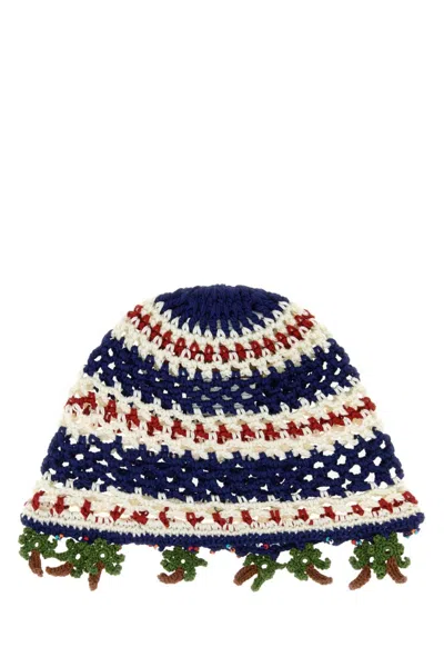 Alanui Blue Crochet Beanie Cap In Pattern