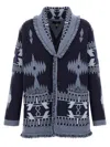 Alanui 'geometric Shawl Collar Cardigan With Fringed Edges' In Multi