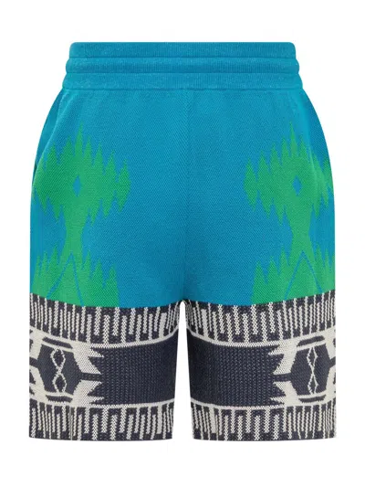 ALANUI ALANUI BLUE MULTICOLOUR COTTON BLEND SHORTS