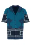 Alanui Camicia In Cotone Ricamato Uomo In Blue