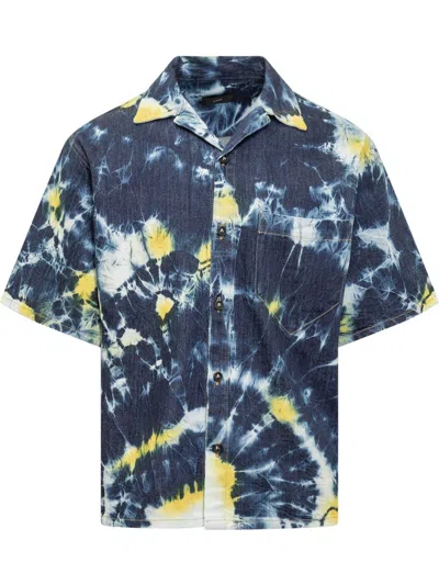 Alanui Abstract-print Shirt-sleeve Shirt In Blue