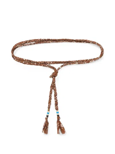 Alanui Braided Bandana-print Belt In Brown