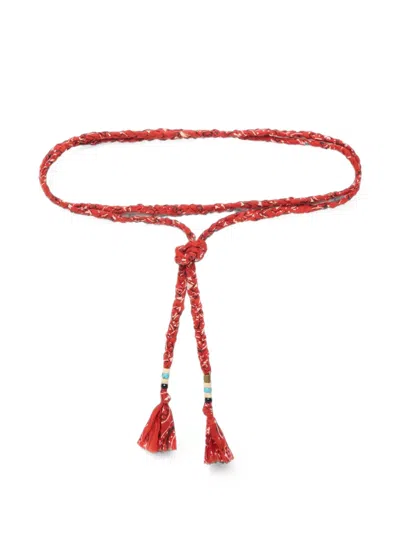 Alanui Braided Bandana-print Belt In Red