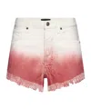 Alanui Papaya Ombre Dip Dye Frayed Denim Shorts In Pink