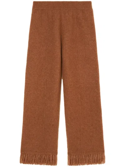 ALANUI BROWN BROWN FRINGE DETAIL KNI TTROUSERS