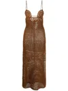 Alanui Mother Nature Crocheted Cotton Maxi Dress In Brown