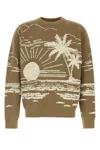 Alanui Crew Neck Silk Blend Sweater With Embroidery In Brown