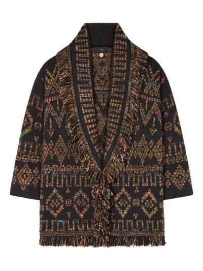 ALANUI BROWN GRUNGE BEAT WOOL CARDIGAN