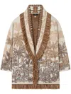 Alanui Jungle Toile De Jouy Wool Blend Cardigan In Brown