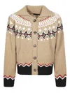 Alanui Button-down Cardigan With Contrasting Zigzag Detailing In Brown