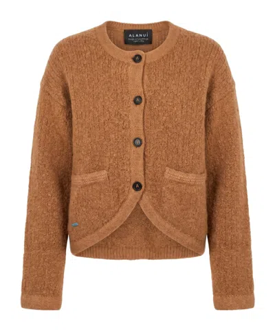 Alanui Button-up Bouclé Cardigan In Brown