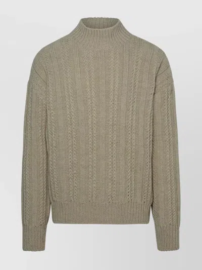 Alanui Cable Knit High Neck Sweater In Brown