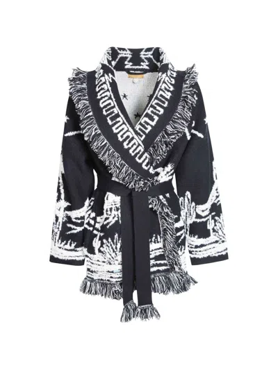 Alanui Canyon Spirit Cardigan With Fringes In Black