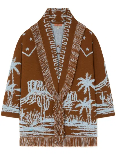 Alanui Canyon Spirit Desert Pattern Cashmere Cardigan In Brown